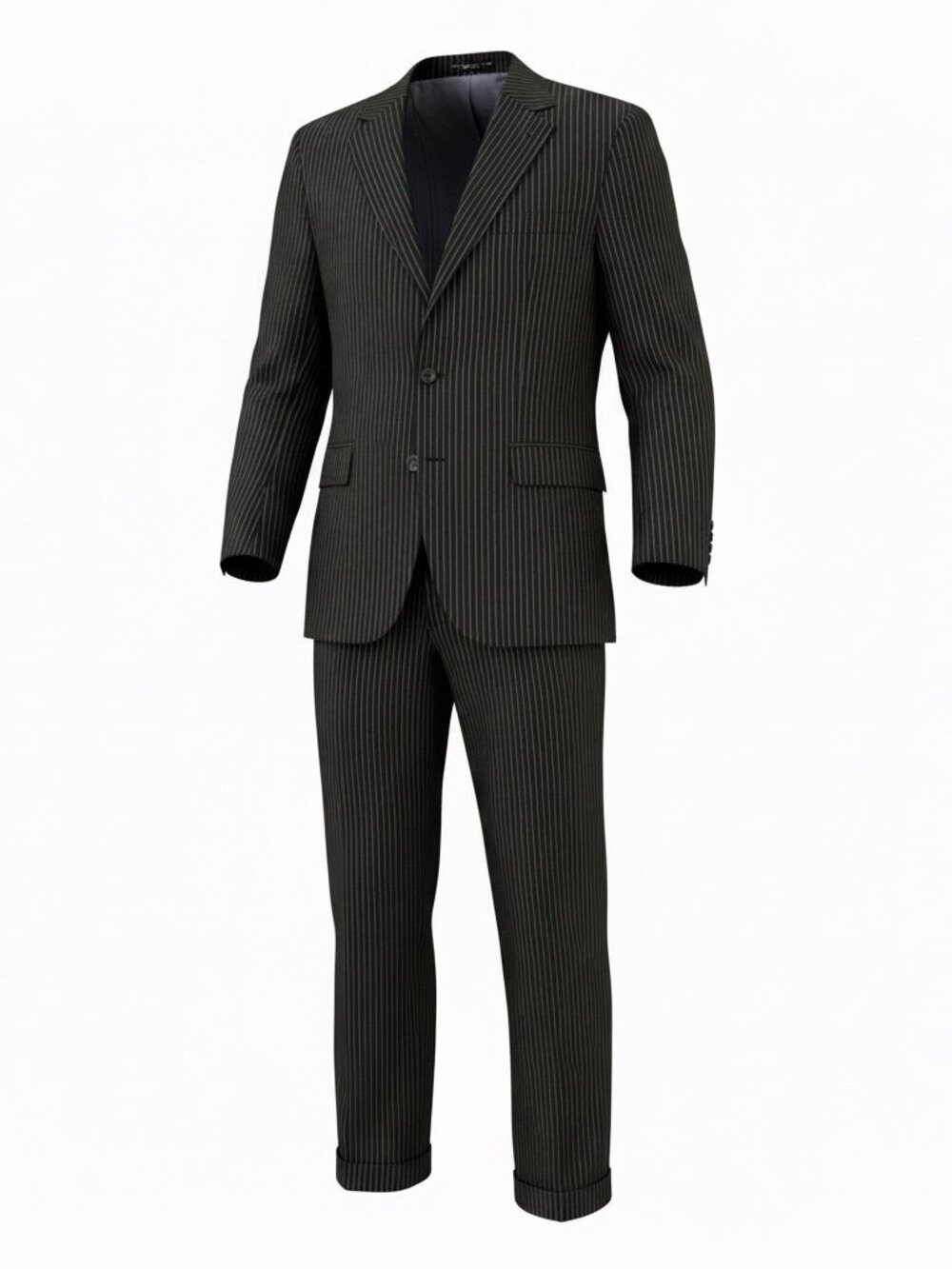 Men's Boss by Hugo Boss Pinstripe Suit - Size 46 Jacket/33"x33" Pant - Black